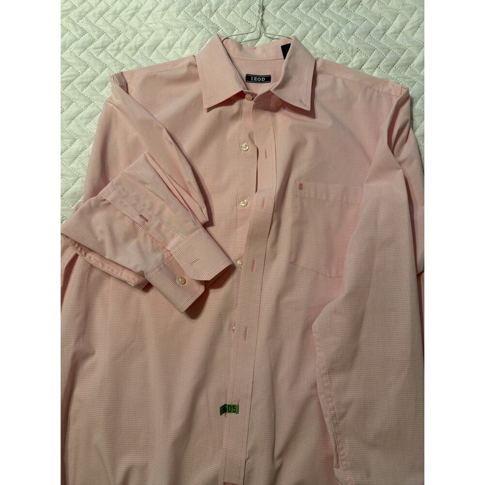 IZOD Men's Medium Button Down Pink Micro Check Shirt